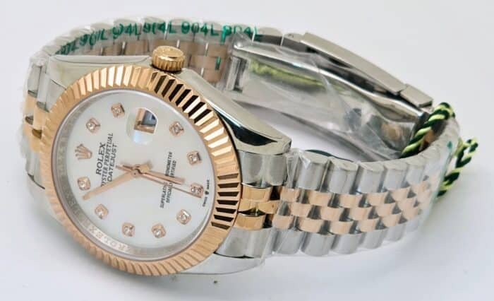 Rolex Date Just Mother Of Pearl White Swiss Automatic Watch - Image 6