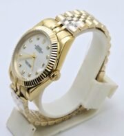 Rolex Date Just Mother Of Pearl White Golden Swiss Automatic Watch - Image 4