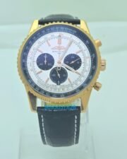 Breitling Navitimer Chrono Black & White Rose Gold Leather Strap Watch - Image 2