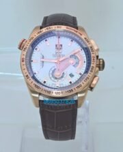 Tag Heuer Grand Carrera Calibre 36 White Rose Gold Leather Strap Watch - Image 2