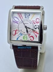 Franck Muller Square Master Steel Color Dreams Leather Strap Watch - Image 2