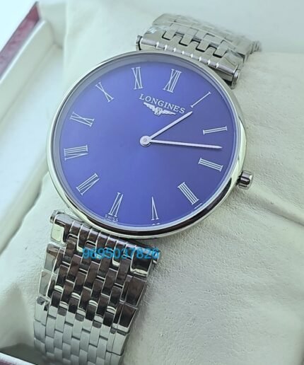 Longines Elegance La Grande Roman Mark Blue Steel Watch