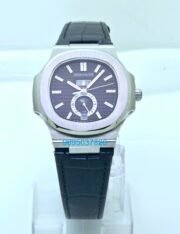 Patek Philippe Nautilus Annual Calendar Moon Phase Leather Strap Swiss Automatic Watch - Image 2