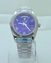 Rolex Day-Date Steel Roman Marking Blue Swiss Automatic Watch - Image 2