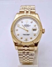 Rolex Date Just Mother Of Pearl White Golden Swiss Automatic Watch - Image 2