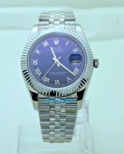 Rolex Date-Just Roman Mark Blue Steel Swiss ETA Automatic 2836 Valjoux Movement Watch - Image 2