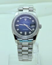 Rolex Day-Date Blue Steel Diamond Bezel 36MM Swiss ETA Automatic 2836 Valjoux Movement Watch - Image 2