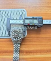 Rolex Date-Just Stick Mark Black Steel Swiss ETA Automatic 2836 Valjoux Movement Watch - Image 11