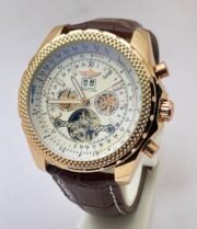 Breitling Bentley White Swiss Automatic Tourbillon Leather Strap Watch - Image 2