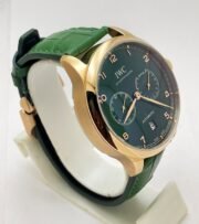 I W C Portuguese Power Reserve Rose Gold Green Leather Strap Swiss Automatic Watch - Image 5