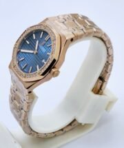 Audemars Piguet Royal Oak Diamond Blue Rose Gold Ladies Watch - Image 3