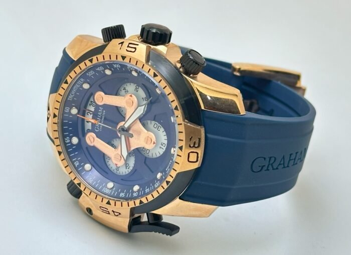 Graham Chronometer Blue Rubber Strap Watch - Image 5