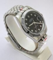 Rolex Date-Just Diamond Mark Black Steel Swiss Automatic Watch - Image 5