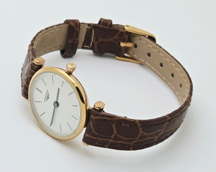 Longines La Grande Classique Ultra Slim Rose Gold Leather Strap Ladies Watch - Image 6