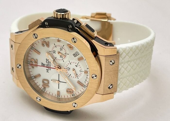 Hublot Big Bang Rose Gold White Rubber Strap Watch - Image 6
