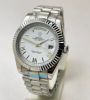 Rolex Day-Date Steel Roman Marking White Swiss Automatic Watch - Image 2