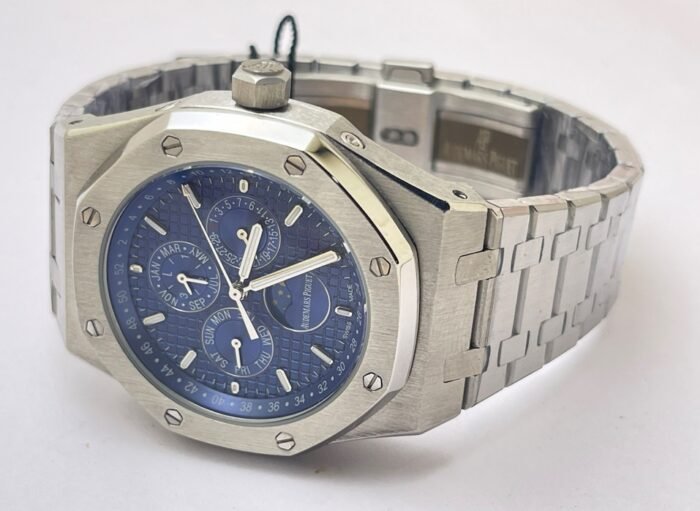 Audemars Piguet Royal Oak Perpetual Calendar Blue Swiss Automatic Watch - Image 6