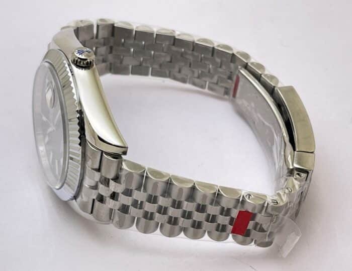 Rolex Date-Just Stick Mark Black Steel Swiss ETA Automatic 2836 Valjoux Movement Watch - Image 7