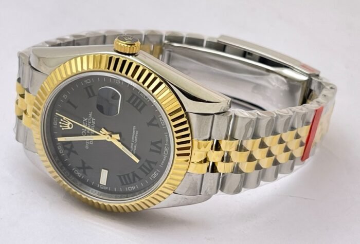 Rolex Date-Just Roman Mark Grey Dual Tone Swiss ETA Automatic 2836 Valjoux Movement Watch - Image 6
