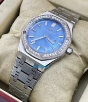 Audemars Piguet Royal Oak Diamond Sky Blue Mother of Pearl Ladies Watch